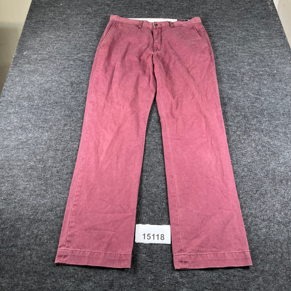 Polo Ralph Lauren Chino Pants Men 34X34 Burgundy Cotton Classic Fit Straight Leg